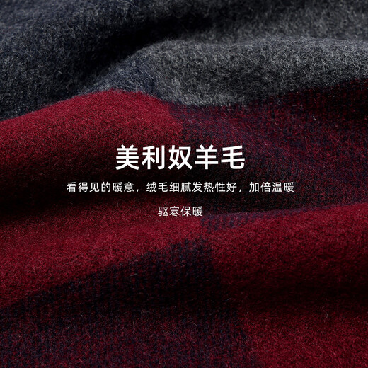 Hengyuanxiang wool scarf men's winter red plaid versatile scarf outdoor windproof and cold-proof animal year gift high-end 6440 blue and red gift box
