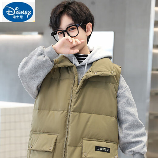 Disney boys' vest autumn and winter 2025 new winter fashionable outer vest medium and large children's warm thickened casual jacket black 130 cm