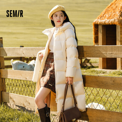 Semir Chen Duling 90 down jacket women's 25 winter long slim, light and warm hooded protective jacket 109725113001