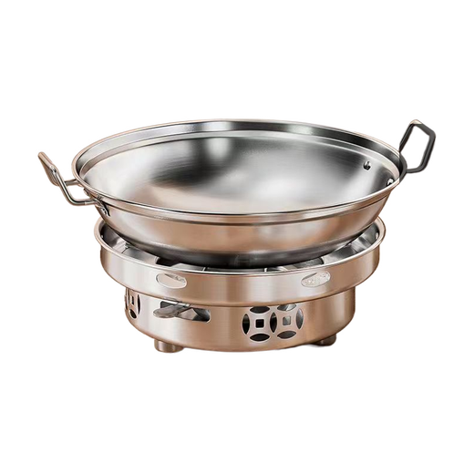 SPADE Really thickened stainless steel large alcohol stove alcohol pot household hot pot dry pot soup pot dry boiler complete set with lid dry pot + stove 26cm