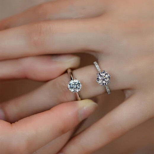 DL 1998 Fat Donglai same style pt950 platinum ring PT950 diamond ring for female couple, platinum six-claw diamond ring for girlfriend, six-claw full diamond 1 carat, default is live, need to leave a note or contact us