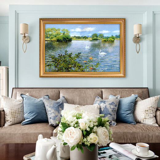 Impressionniste Swan Lake Paysage d'huile peinte à la main peinture de style européen Entrée Entrée Entrée Paint