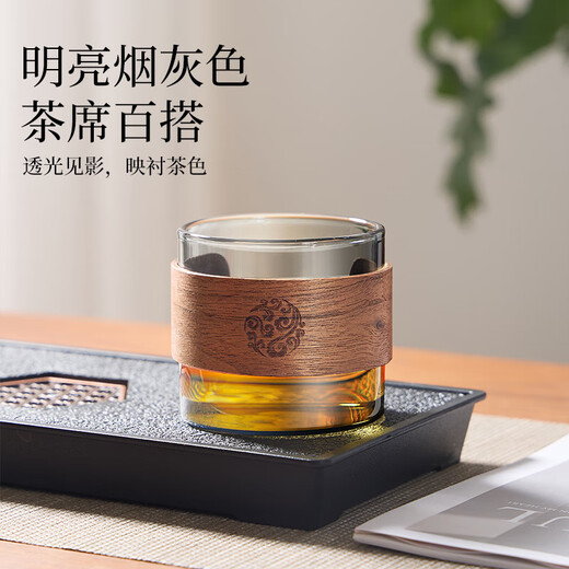 Eight Thousand Lines Glass Hospitality Tea Cup Set of 6 Host Tea Cups High Temperature Resistant Office Household Supplies Tea Set