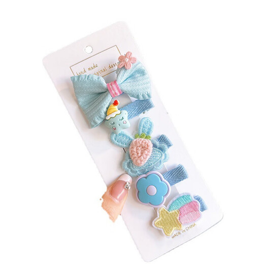 BARY REEF children's all-inclusive cloth does not hurt hair clip baby cute cartoon bb fetal hair clip female baby purple 5-piece set