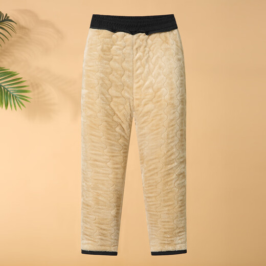 Middle-aged and elderly women's cotton pants thickened warm pants loose winter comfortable breathable warm deep autumn and winter thickened cotton pants Khaki 2537 3XL recommended 115-130Jin Jin equals 0.5 kg