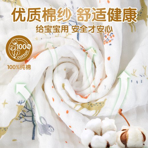 Ankesin baby bath towel newborn gauze bath towel 6 layers cotton gauze children's bath towel 105*105cm fox style