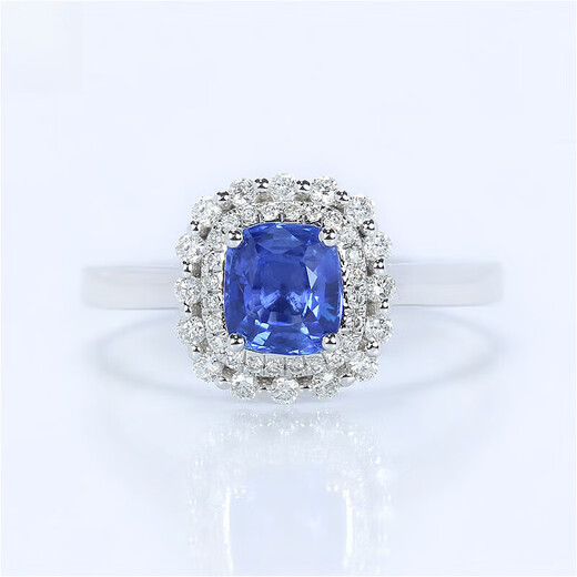 Haikai Ring Women's Blue Sapphire Ring Luxury Jewelry Chinese Valentine's Day Birthday Gift for Wife and Girlfriend Sapphire Diamond Ring (0.94 carat/18k gold)