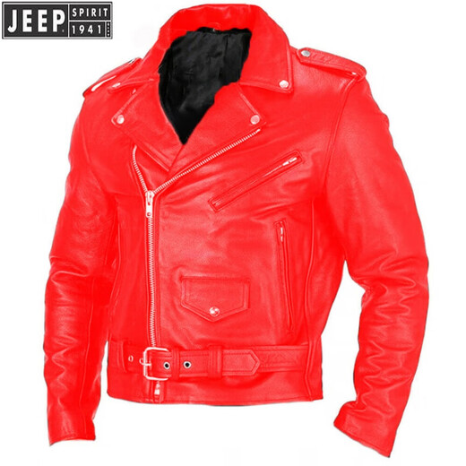 JEEP SPIRIT2024 New European and American European Size Motorcycle Men's Leather Jacket Spring and Autumn Men's Jacket Leather Jacket PU Black M