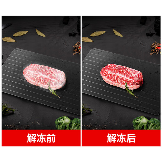 Qinhuo quick thawing plate household kitchen steak ice melter seafood thawing plate aluminum alloy thawing chopping board thawing plate small size 23*16.8*0.2cm plastic packaging