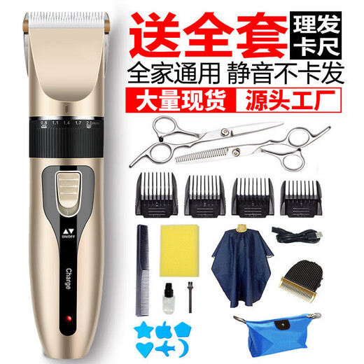 RBB电动剃头刀电推子推头理发器电推剪家庭款成人光头理发剪剃头发 9920土豪金套餐2+黑平剪+围布+剪发模型