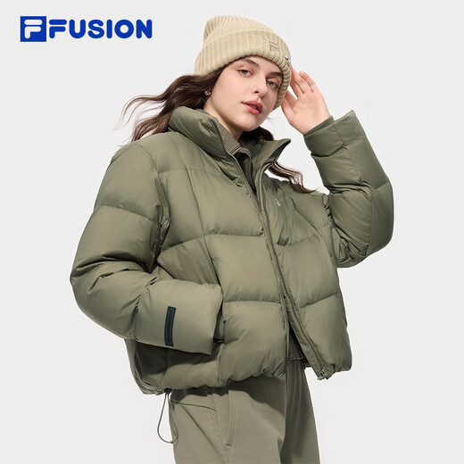 FILA FUSION Fila trendy brand down jacket for women 2025 winter new fashion casual stand collar warm jacket Mocha Brown-BN S 160/80A/S