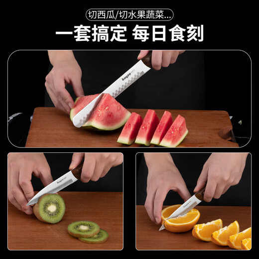 拜格（BAYCO）家用水果刀三件套不锈钢削皮刀西瓜刀哈密瓜切水果刀具套装BD3240