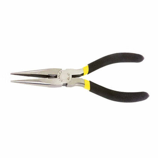 Stanley (STANLEY) black double plastic handle needle nose pliers electrician needle nose clamping pliers wire cutter 5 inches 84-100-23