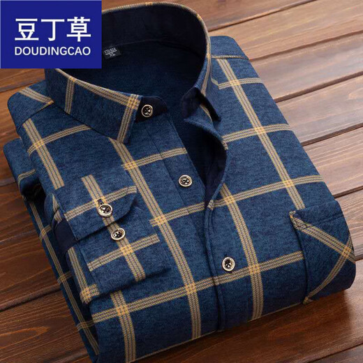 Bean Dingcao Herbst- und Winter-Herren-Hemd mit samtigem verdickten karierten langärmligen Hemd Casual Trend mittleren Alters und älteren Vatersanzug (1 Stück) Hb677 (hinzugefügte Samtstil hinzugefügt) 4xl geeignet für 180 Jin [Jin gleich 0,5 kg]-200 Jin [jin gleich 0,5 kg] kg] kg] kg.