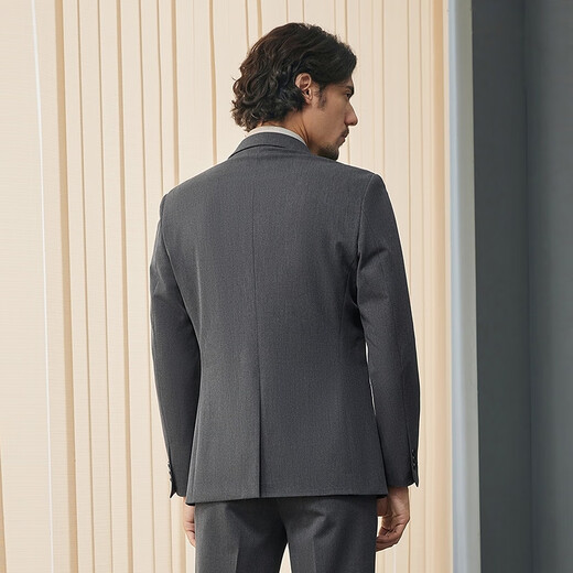 Qipai suit men's spring and summer new style wool warm suit dress far infrared heat storage 0100 medium gray 46 (170)