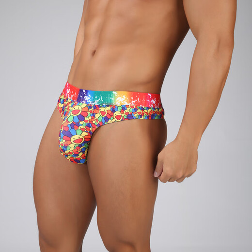 Long Night Men's Halloween Funny T-Pants Sexy 3D Sunflower Print U Protruding Bag T-Pants Xiangri M (68-75CM)