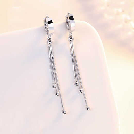 Jincaifu pt950 platinum long earrings for women platinum tassel earrings ear wire earrings circle earrings ear buckles car flower earrings platinum tassel long wire earrings about 3.6g