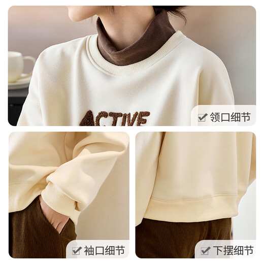 She enjoys velvet sweatshirt women's high collar winter collar splicing sweatshirt jacket towel embroidered warm top women T144W2001
