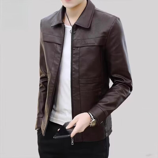 七匹狼狼影皮衣外套男士2025年秋冬新款潮流痞帅机车服休闲皮夹 8902黑色 加绒 3XL 推荐【161-175斤】