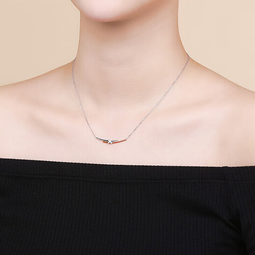 Xie Ruilin (TSL) Infinity Series 18K Gold Diamond Necklace Women's Yellow White Gold Diamond Set Necklace 63231 (about 8 minutes, 14 diamonds)