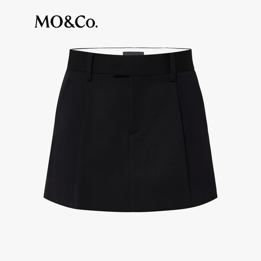 MO&Co. Culottes shorts sheep wool worsted simple pleated low-waist casual pants Moanke black M 165