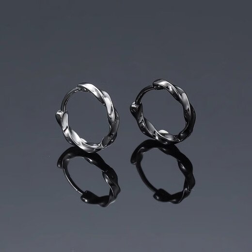 Mansheng 999 Pure Silver Earrings Men's High-end Sensitive Rings 2024 New Trendy Women's Single Black Earrings Men's Gift S999 Pure Silver Black 12mm Single