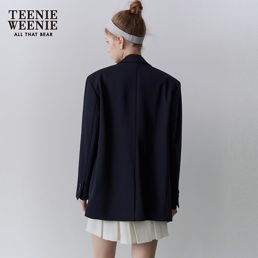 Teenie Weenie bear blazer women's spring casual college style mid-length light business fashion simple blazer women's navy blue S (160)