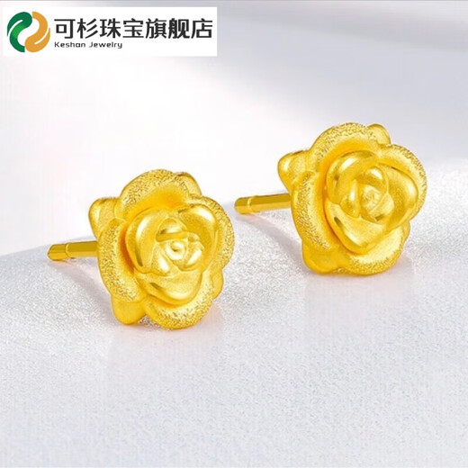 Keshan Lao Phoenix 999 gold solid gold rose flower earrings for mother earrings new fashion imitation gold color versatile light luxury 0.09g same style