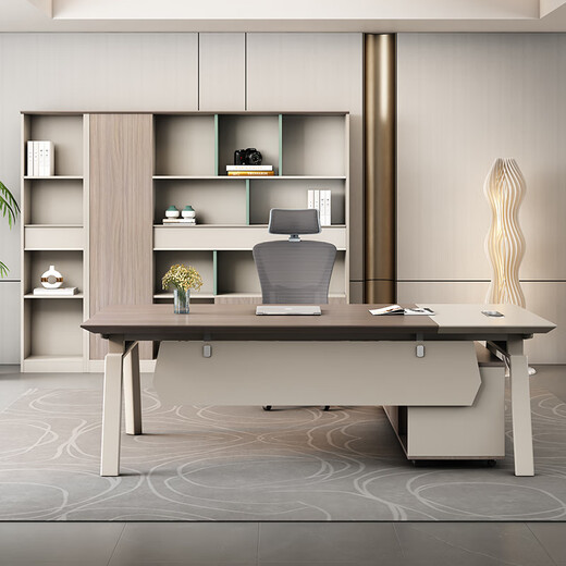 OUDITU boss desk office desk simple modern manager desk supervisor desk and chair combination office furniture president desk executive desk South American Cherry 1.6m supervisor desk + mobile side cabinet