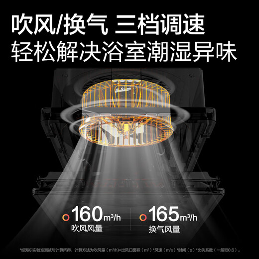 海尔全面屏热能环风暖浴霸照明排气一体吊顶300x600卫生间暖风机S360L