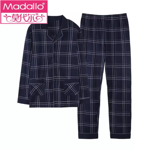 Modal Cotton Frühling, Herbst und Winter mittleren Alters und junger Herren-Pyjamas langärmeliger dünner Stil Plus-Größe Lose Home Clothing 2956 9902 L Es wird empfohlen, 100-130 Jin zu tragen [Jin entspricht 0,5 kg]