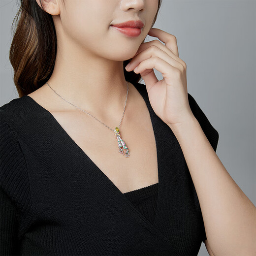 Muye Natural Colored Treasure 925 Silver Peridot Chain Chain Silk Necklace Original Design Jewelry Silk Necklace