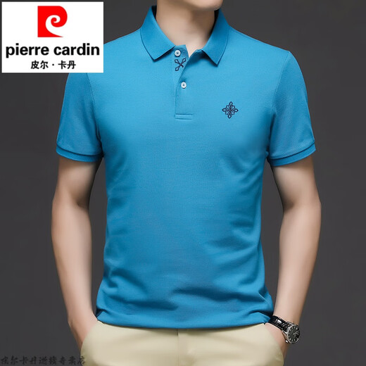 皮尔卡丹（pierre cardin）品牌高端轻奢纯棉短袖T恤男夏季百搭翻领上衣休闲刺绣POLO打底衫 深卡其 17084A 建议90-110斤