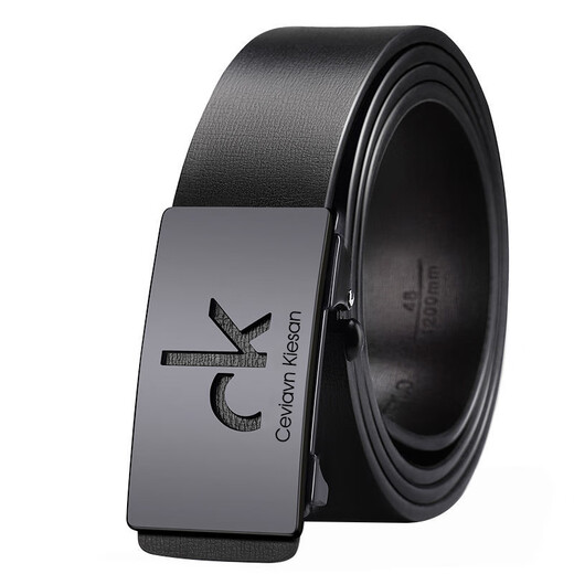 CK belt men's genuine leather cowhide toothless automatic buckle groom wedding trousers belt 2025 new style black CK 110cm