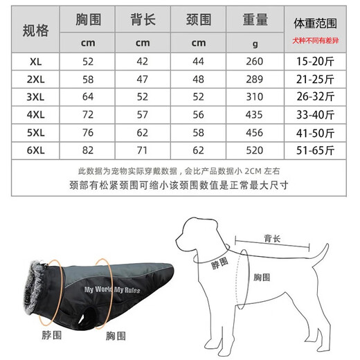 Super durable dog clothes for winter for large dogs, warm golden fur-edged shepherds, Doberman clothes, 2025 windproof and snowproof cotton coat, grapefruit red, 3XL size (chest 64, back length 52)