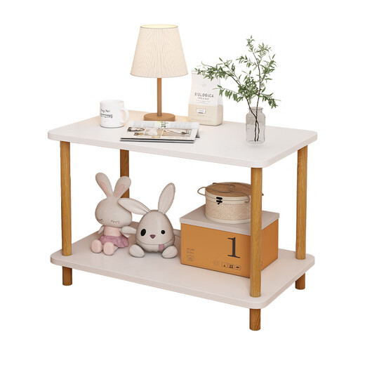 Boundary line bedside table storage bedroom small simple small table mini bedside cabinet storage rack storage bedside table side table double layer pastoral oak color 40*40cm