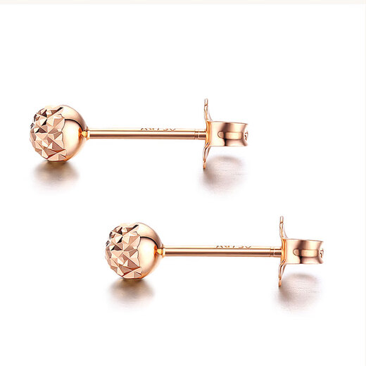 Fat Donglai's same style Russian rose gold earrings for women, purple gold plated 18K new fashion simple temperament car flower Bean Ding earrings (pair of rose gold)