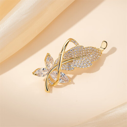 Qlady feather brooch high-end men and women 2025 new exquisite anti-exposure pin suit accessories birthday gift