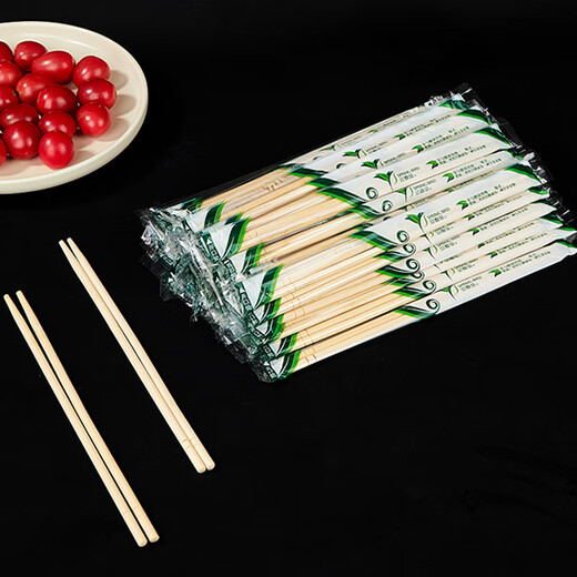Blue Natural Disposable Chopsticks 100 Pairs 5.5mm Round Bamboo Chopsticks 22.5cm Extra Long and Bold Individually Packaged Food Commercial Wholesale