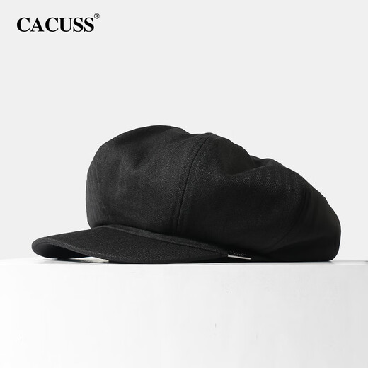 CACUSS beret women's octagonal hat painter's hat big head circumference cloud hat showing face small hat women black