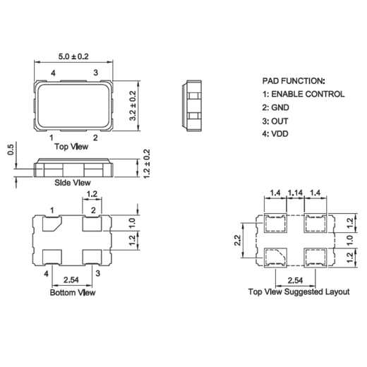 Lanshi SMD active crystal oscillator clock 44MHZ (20 pieces)