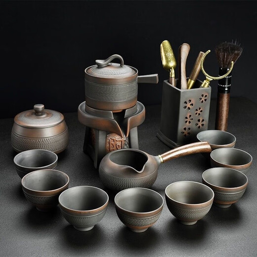 Lazy stone grinding automatic tea set full set household anti-scald teapot Chinese tea making artifact Kung Fu tea cup with gift box automatic three-piece set 3 heads