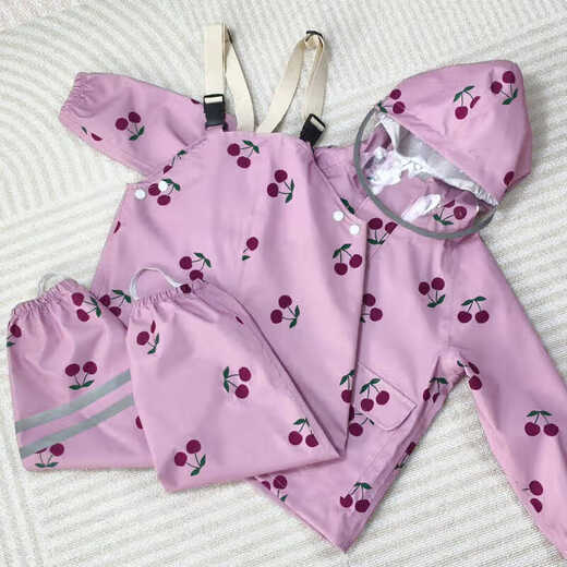 Shantou Lincun children's raincoat kindergarten 36 years old 2024 split children's raincoat male and female baby waterproof overalls raincoat small Cherry S