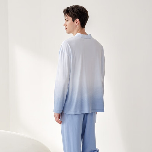 Fenton Pajamas Fan Chengcheng's same style Star's same style V-neck long-sleeved cardigan antibacterial home wear set Starry Sky Orchid - Men's XL