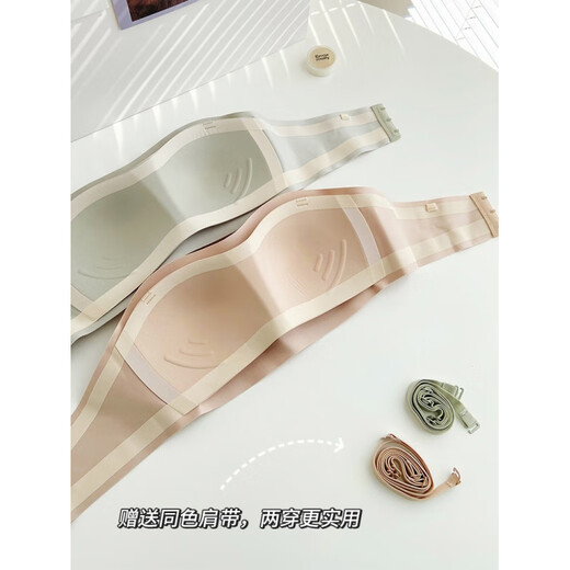 Sturdy strapless women's underwear, non-slip push-up strap type, seamless invisible bra, small breasts, thin wind, white S recommendation 32_70ABC