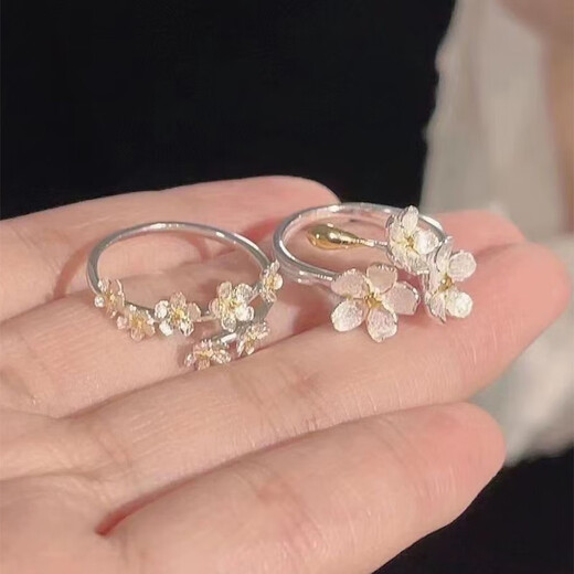 Mansheng camellia ring bestie simple three-dimensional flower ins niche design light luxury advanced adjustable ring gift two-piece ring set