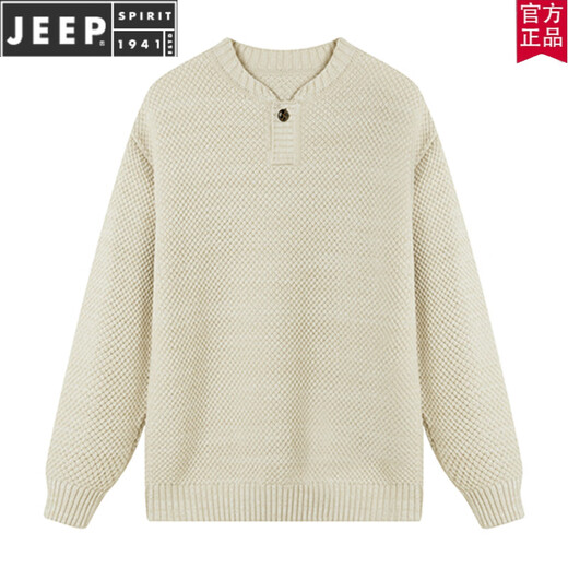 JEEP SPIRIT autumn and winter men's long-sleeved lazy Henry collar sweater sweater warm thickened youth retro cotton sweater top sweater Mituo XL 180