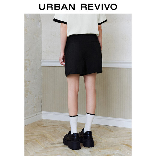UR autumn new women's fashionable commuting pleated loose shorts UWU640051 black M