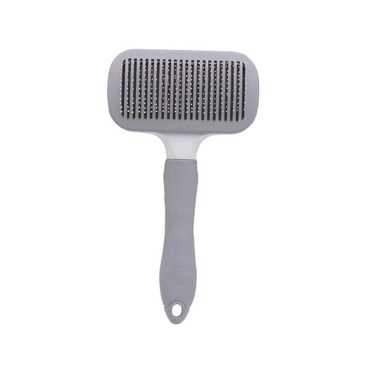 Pengyi Dog Comb Dog Hair Cleaner Cat Hair Removal Comb Teddy Bichon Needle Comb Removes Floating Hair and Knotting Brush Pet Supplies Gentleman Gray Silicone Non-Slip Handle 1 Pack