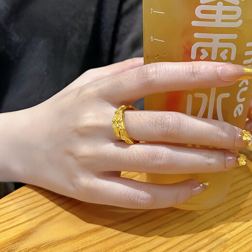 Sea Rover gold inlaid moissanite snake ring for women new 999 solid gold snake ring ring for Valentine's Day for girlfriend Gold full diamond snake ring No. 10-11 / gold weight about 2.35g